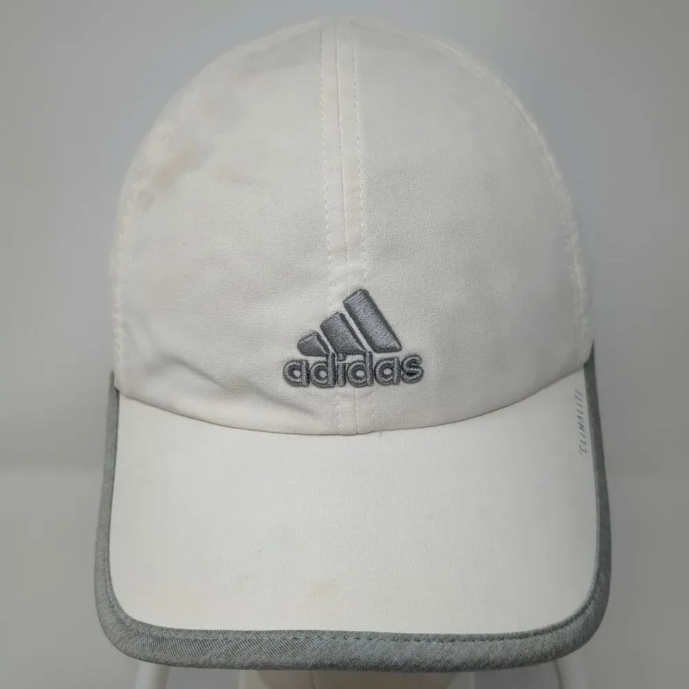 Adidas Baseball Cap White Gray One Size Climalite Strapback Curved Brim Hat